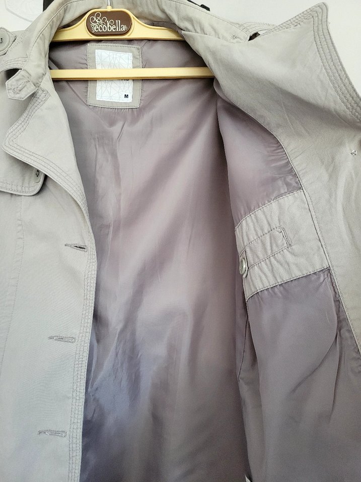 Bej Kadın Midi Boy Düğmeli Trençkot - Görsel 5