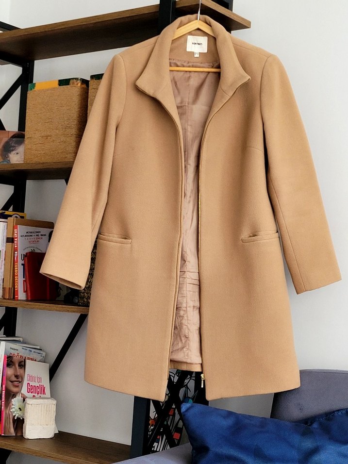 Camel Renk Midi Klasik Kaban - Görsel 3