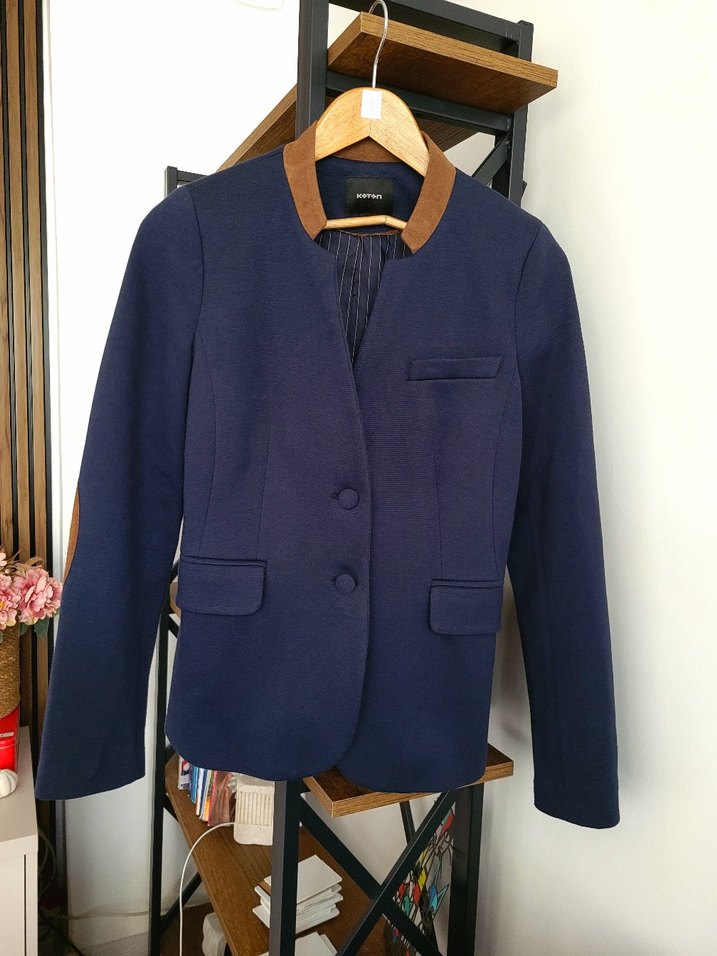 Düğmeli Lacivert Kadın Blazer - Görsel 2