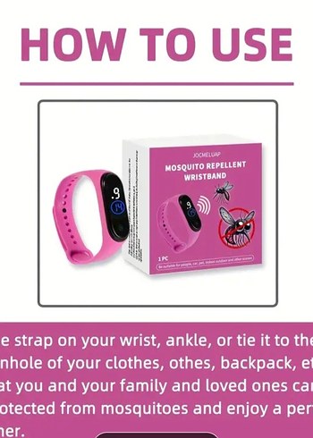 Pembe Renkli Sivrisinek Kovucu Akıllı Bileklik - Görsel 5