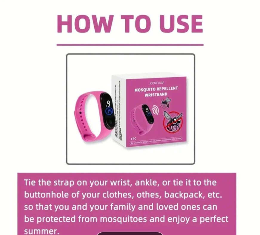 Pembe Renkli Sivrisinek Kovucu Akıllı Bileklik - Görsel 5