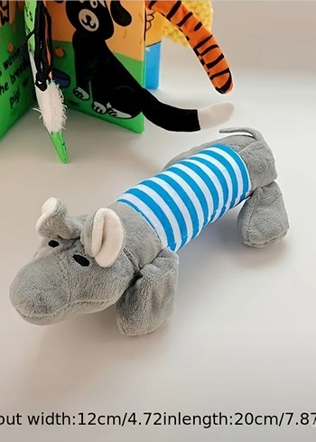Gri Çizgili T-shirtlü Peluş Oyuncak, köpek çiğneme oyuncağı