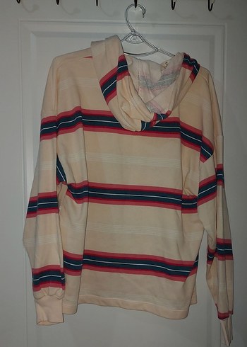 Diğer Çizgili Kapüşonlu Oversize Sweatshirt