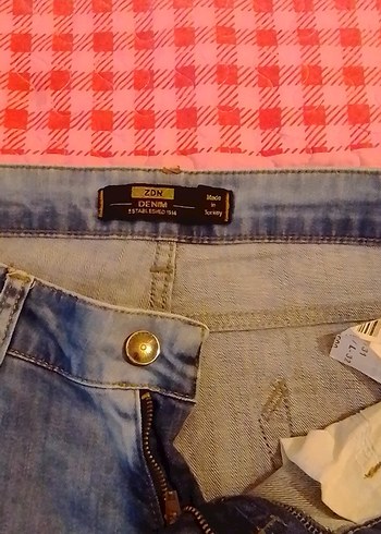 Düğmeli Mavi Mini Denim Kadın Jean