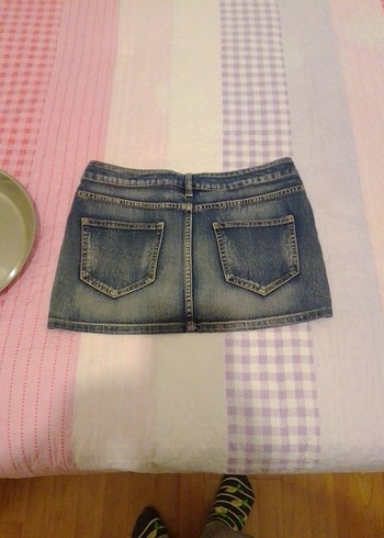 38 Beden mavi Renk Düğmeli Mavi Denim Kadın Jean