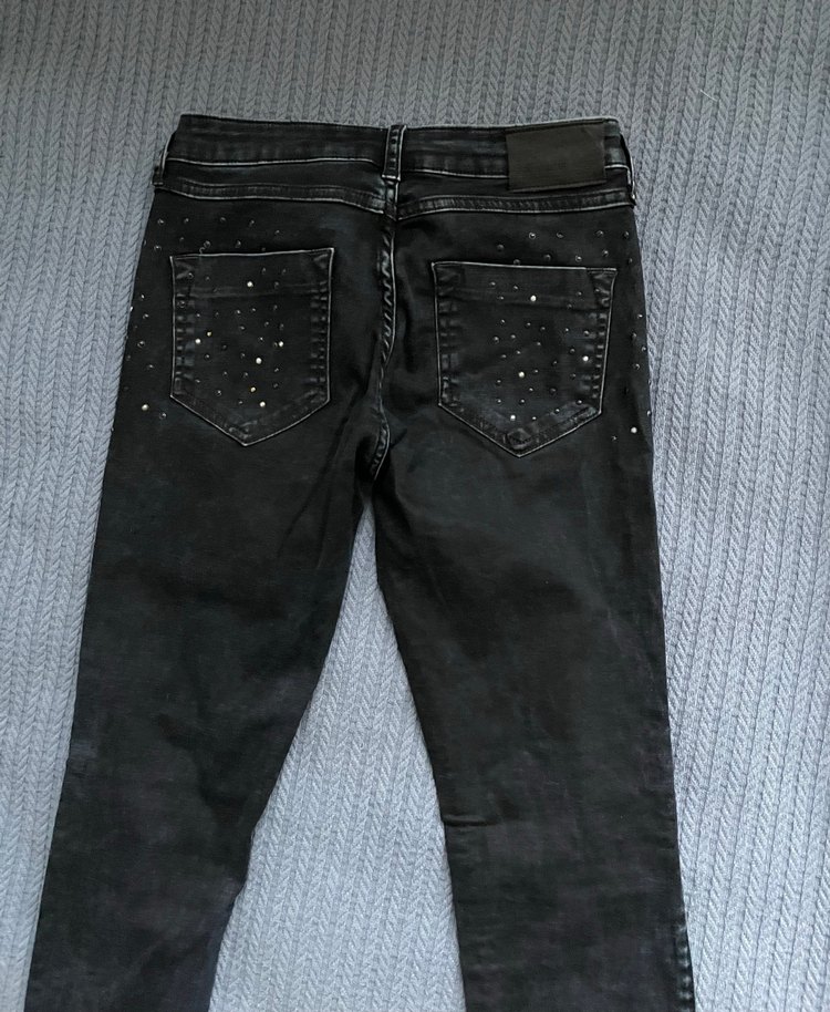 ZARA Kadın Siyah Taşlı Skinny Jean - Görsel 3