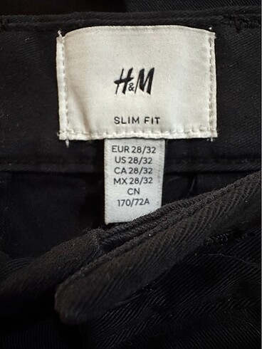 29 Beden H&M Siyah Pamuk 28/32 Beden Erkek Pantolon