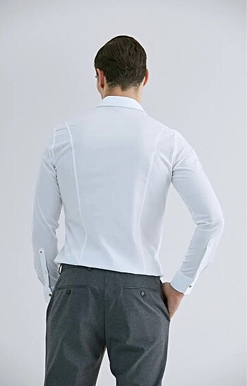s Beden Tween Super Slim Fit Düz Beyaz Easy Care Gömlek