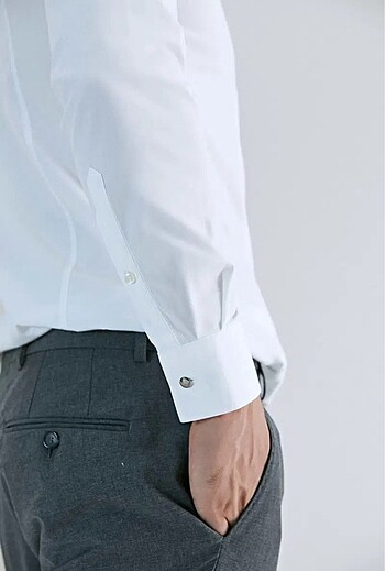 s Beden beyaz Renk Tween Super Slim Fit Düz Beyaz Easy Care Gömlek