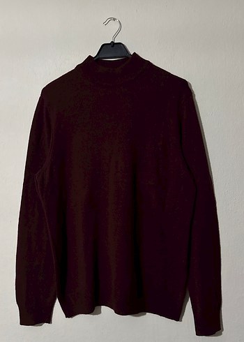 Defacto Bordo Yüksek Yaka Erkek Triko L Beden - Görsel 3