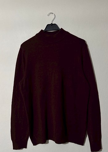 Defacto Bordo Yüksek Yaka Erkek Triko L Beden - Görsel 2