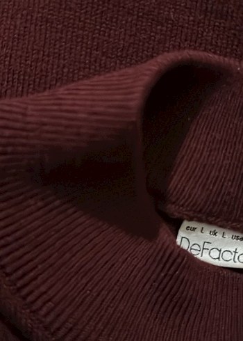 Defacto Bordo Yüksek Yaka Erkek Triko L Beden - Görsel 6