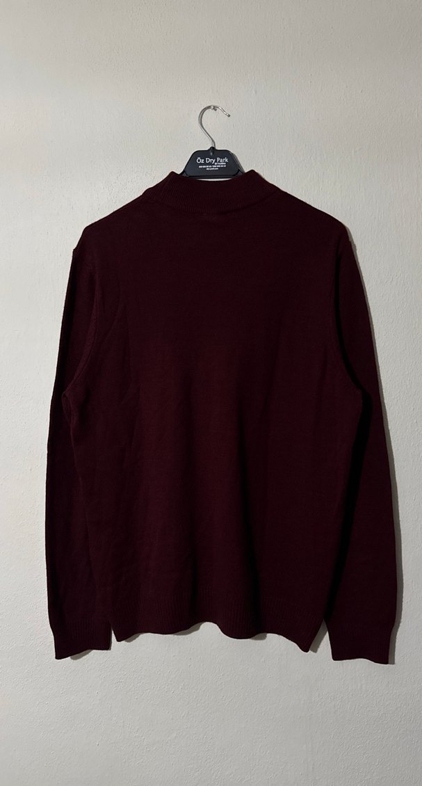 Defacto Bordo Yüksek Yaka Erkek Triko L Beden - Görsel 4