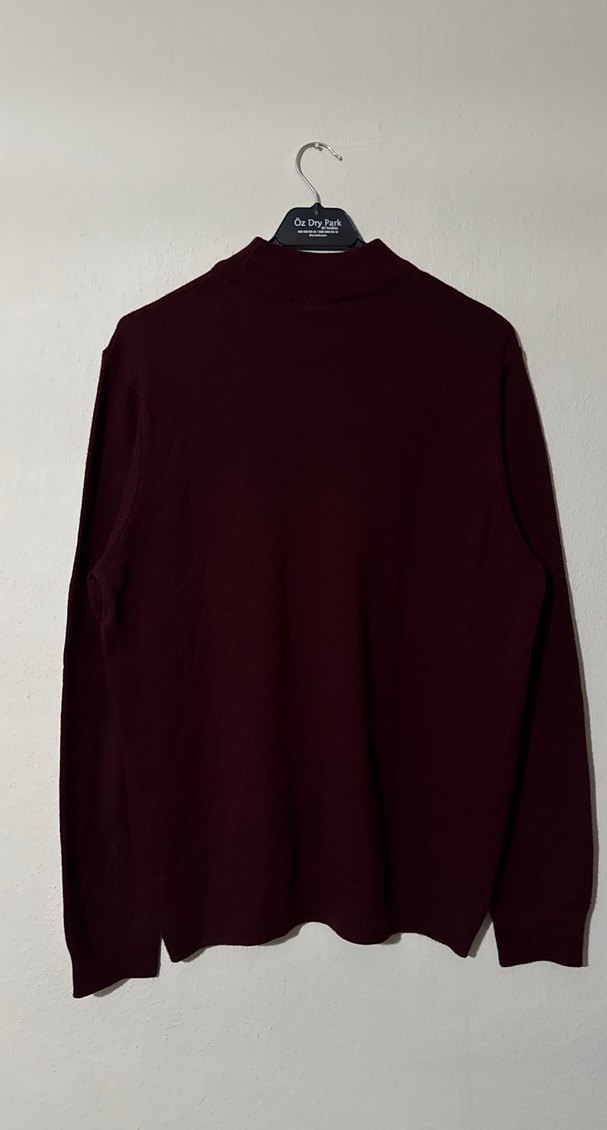 Defacto Bordo Yüksek Yaka Erkek Triko L Beden - Görsel 5
