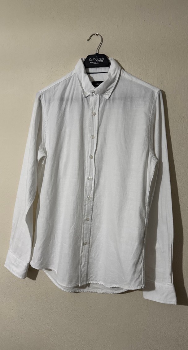 Tudors Pamuklu Beyaz M Beden Slim Fit Gömlek - Görsel 2