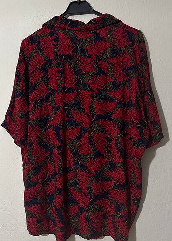 Kırmızı Desenli Bohem Düğmeli Gömlek XXL - Görsel 5