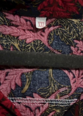 Kırmızı Desenli Bohem Düğmeli Gömlek XXL - Görsel 7