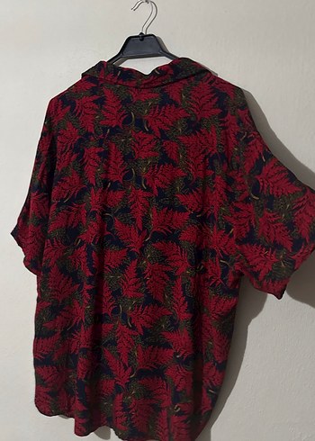 Kırmızı Desenli Bohem Düğmeli Gömlek XXL - Görsel 6