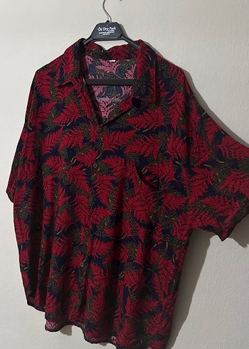 Kırmızı Desenli Bohem Düğmeli Gömlek XXL - Görsel 2