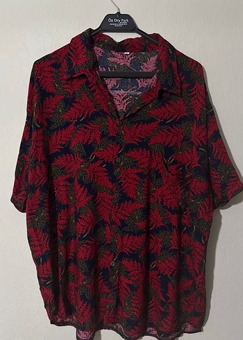 Kırmızı Desenli Bohem Düğmeli Gömlek XXL - Görsel 3