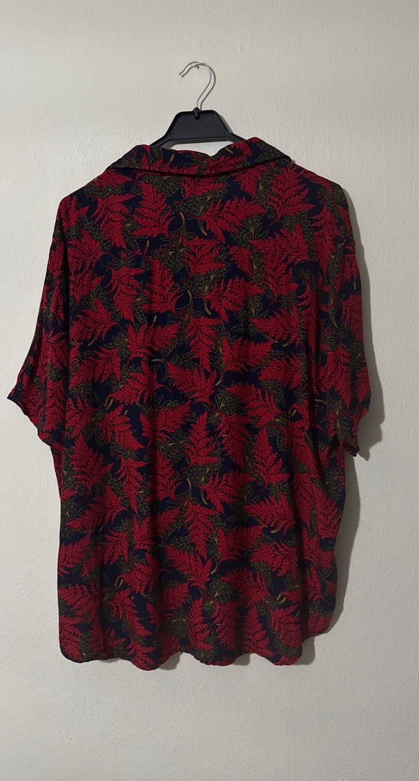 Kırmızı Desenli Bohem Düğmeli Gömlek XXL - Görsel 4