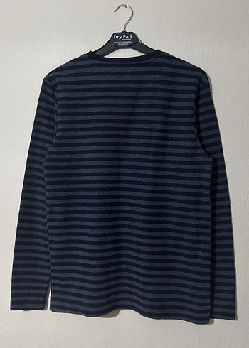 Koton Erkek Lacivert Gri Çizgili İnce Sweatshirt - Görsel 5