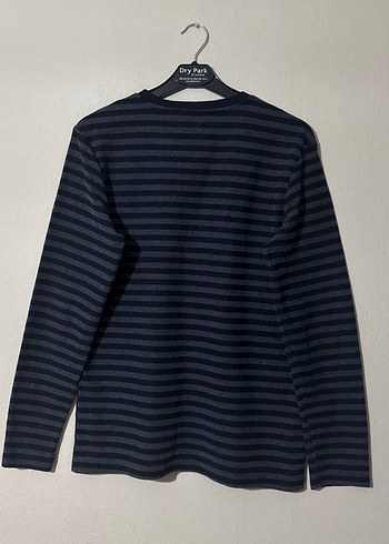 Koton Erkek Lacivert Gri Çizgili İnce Sweatshirt - Görsel 7