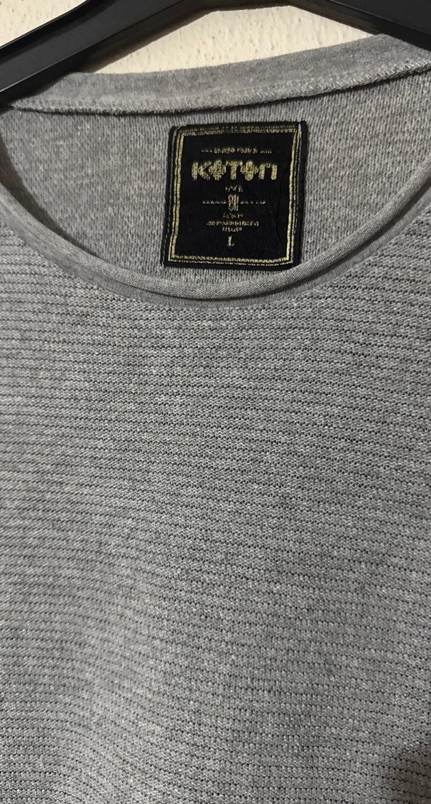 Koton Gri Erkek Uzun Kollu İnce Sweatshirt - Görsel 4