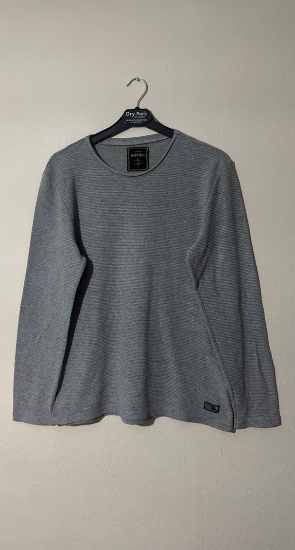 Koton Gri Erkek Uzun Kollu İnce Sweatshirt - Görsel 2