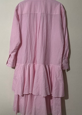 Pembe Çizgili Uzun Kollu Kadın Tunik Elbise - Görsel 3