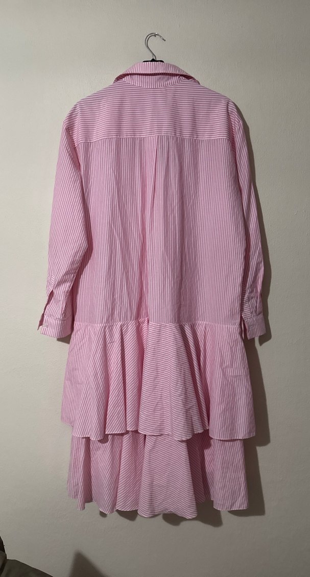 Pembe Çizgili Uzun Kollu Kadın Tunik Elbise - Görsel 4