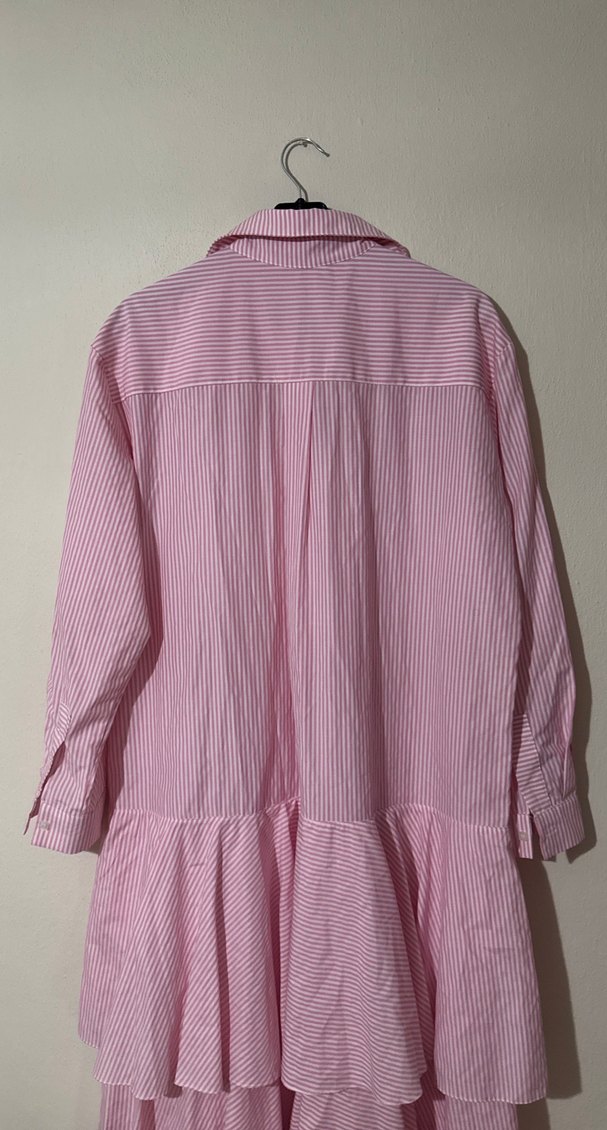 Pembe Çizgili Uzun Kollu Kadın Tunik Elbise - Görsel 5