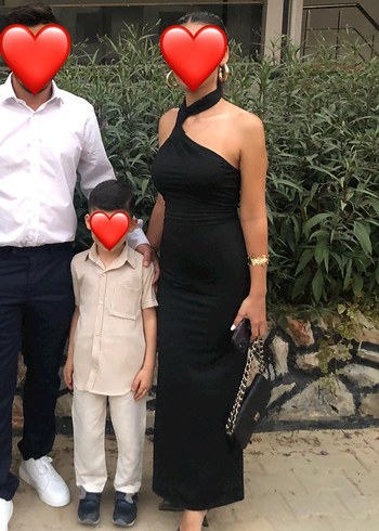 Siyah Drapeli Straplez Uzun Abiye Elbise