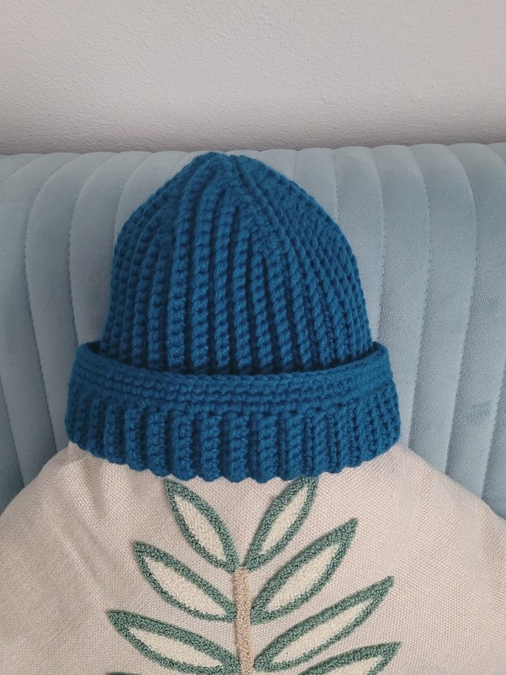 Mavi Kadın Örgü Bere (örnek model) - Görsel 2