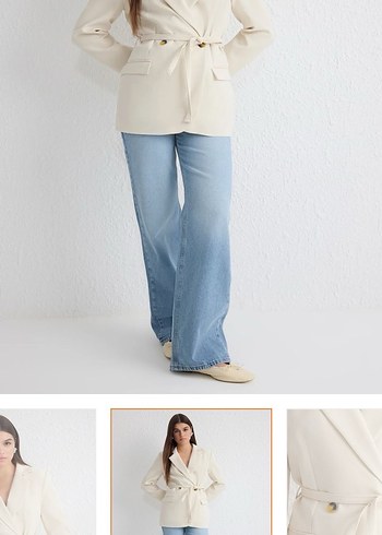 Bej Düğmeli Kadın Blazer Ceket - Görsel 2