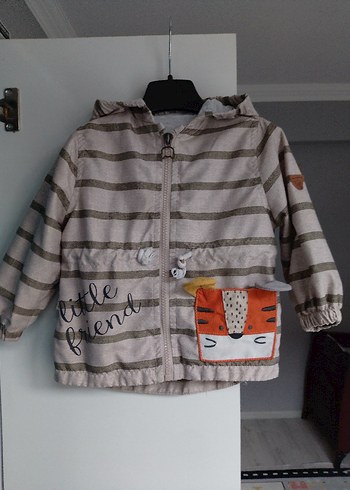 Kapüşonlu Erkek Çocuk Zebra Desenli mevsimlik mont yagmurluk