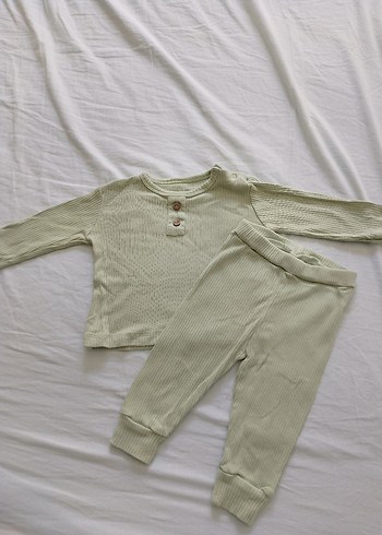 Unisex Bebek Bej Pamuklu Takım