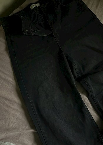 Kadın Siyah Bol Kesim Kot Pantolon - Görsel 7