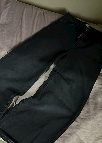 Kadın Siyah Bol Kesim Kot Pantolon - Görsel 4