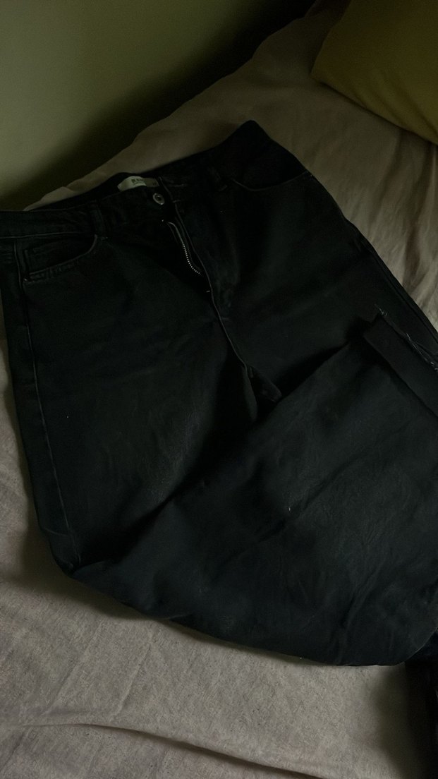 Kadın Siyah Bol Kesim Kot Pantolon - Görsel 5