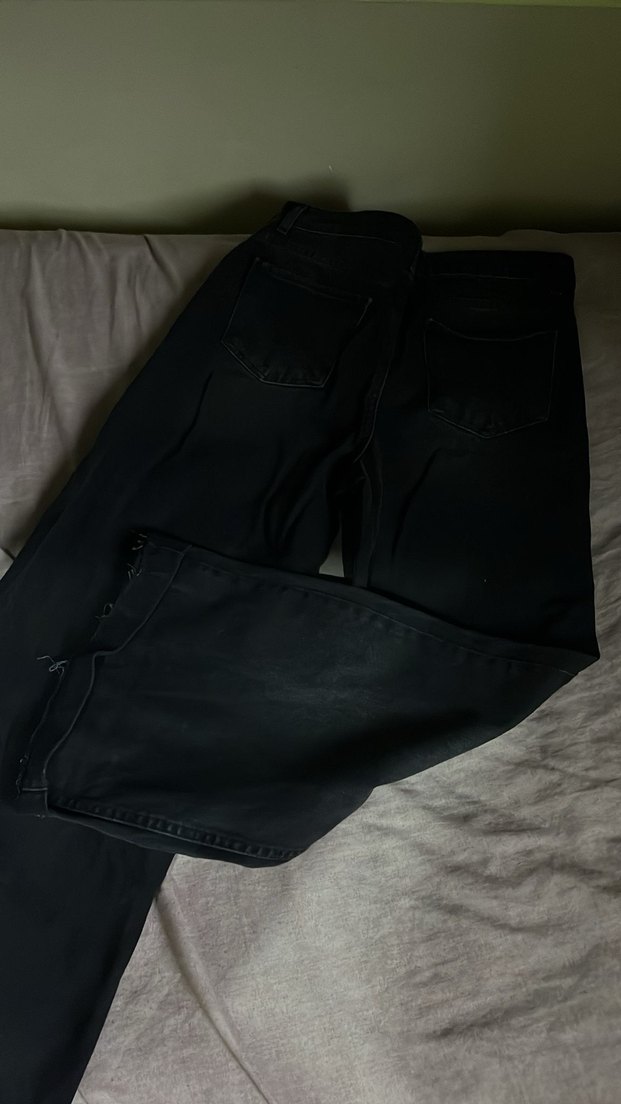 Kadın Siyah Bol Kesim Kot Pantolon - Görsel 2