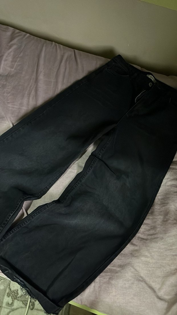 Kadın Siyah Bol Kesim Kot Pantolon - Görsel 4