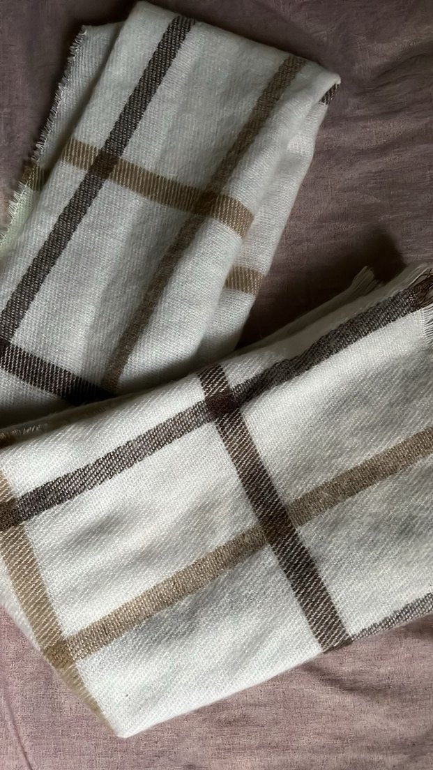 Bej Gri Örgü Kadın Şal - Görsel 2