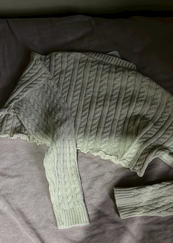 Gri Kadın Örgü Triko Kazak - Görsel 4