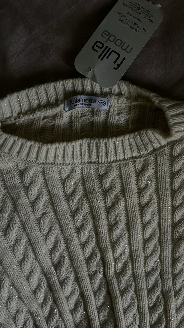 Gri Kadın Örgü Triko Kazak - Görsel 2