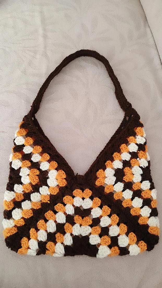 Kahverengi Örgü Bohem Kadın Çanta - Görsel 2