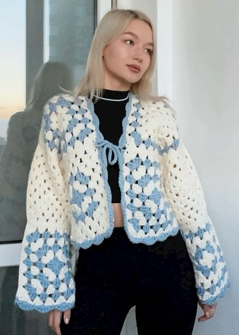 Bohem Midi Örgü Kadın Hırka - Görsel 2