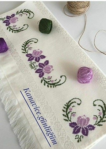 Nakışlı Beyaz Havlu Seti - Görsel 2