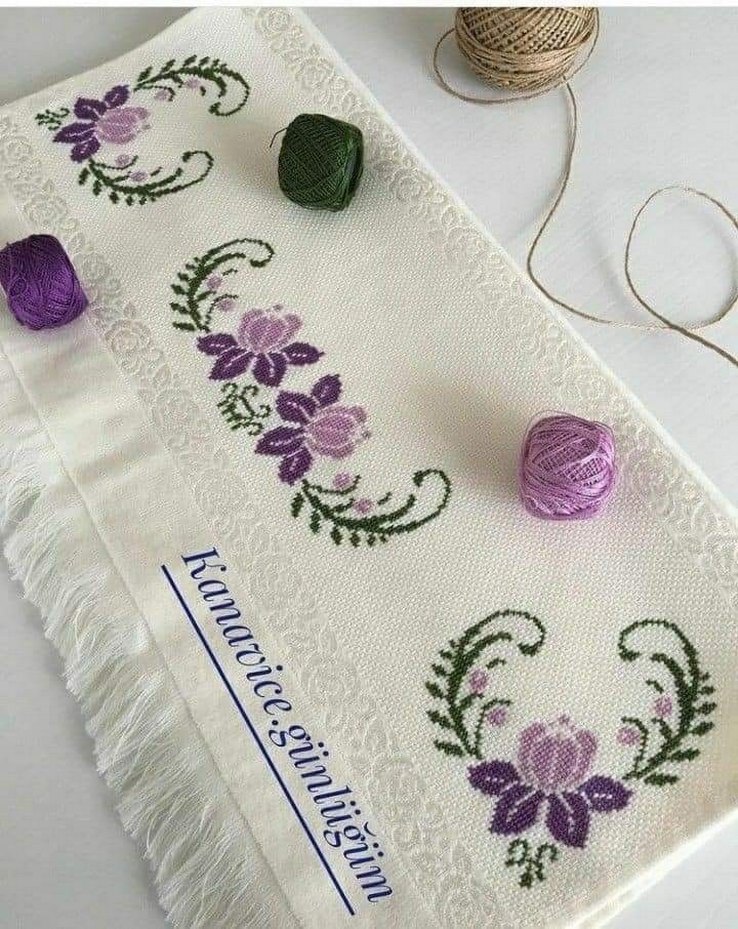 Nakışlı Beyaz Havlu Seti - Görsel 2