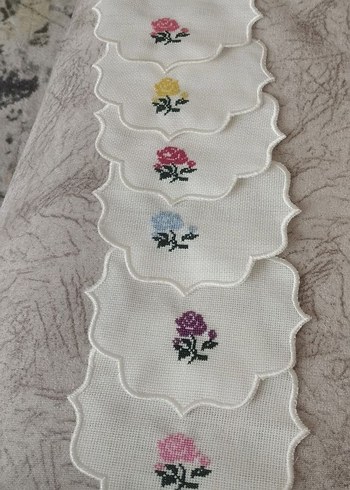 Nakışlı Çiçek Desenli 6 lı kahve sunum peçetesi - Görsel 3